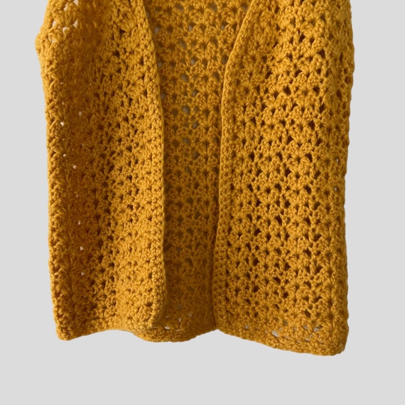 Vintage Kids Marigold Yellow Crochet Open Cardiga… - image 3