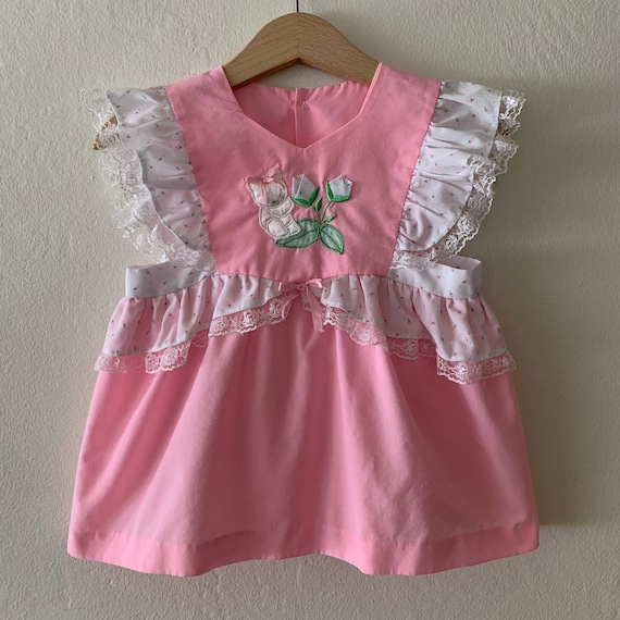 Vintage Girls Pinafore Dress, Vtg Baby Girls Pinaf