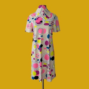 Vintage 60s Mod Atomic Psychedelic Shift Dress, Size estimate Small