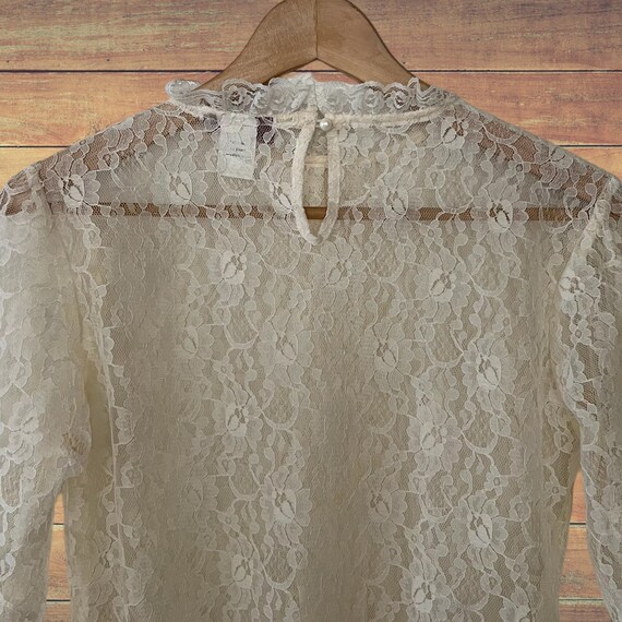 Vintage Ivory White Lace Victorian Blouse/ Vintag… - image 8