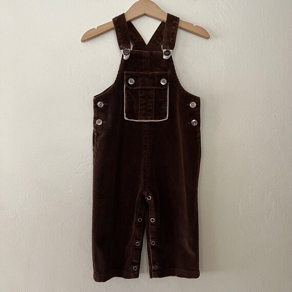 Vintage 80s Brown Corduroy Overalls, Vtg Boys Ove… - image 1