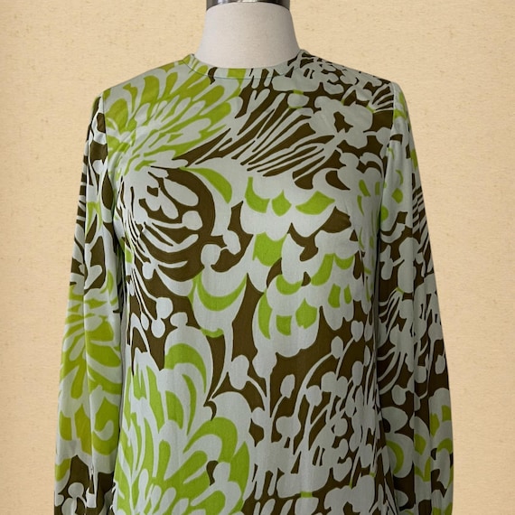 Vintage 60s Psychedelic Mod Floral Shift Dress, M… - image 2