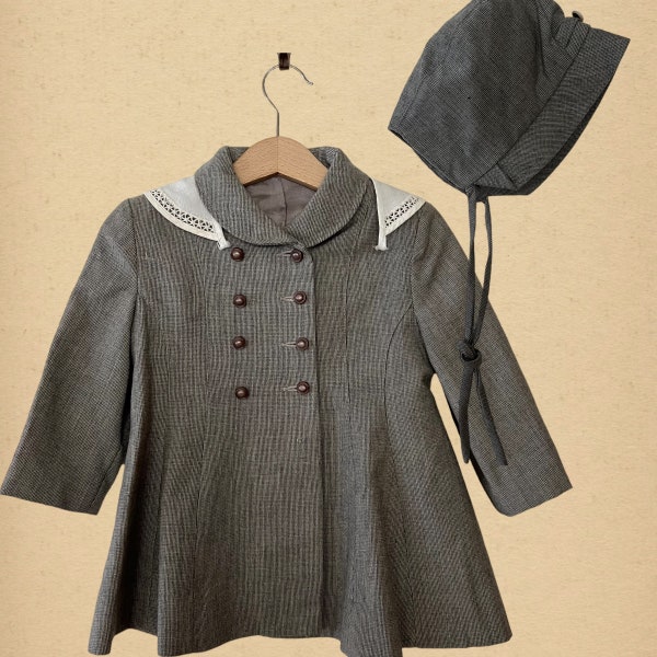 manteau et bonnet à carreaux pour filles vintage des années 50, taille 2t ?