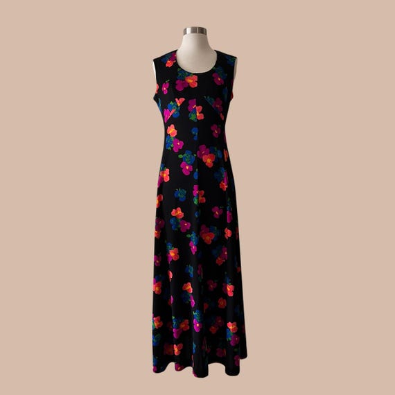 Vintage 70s Floral Maxi Dress, 1970s Hostess Dress