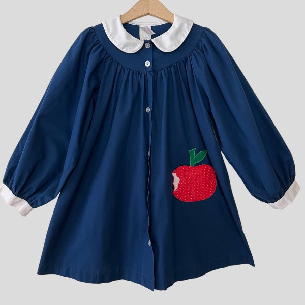 Vintage 70s Girls Apple Pocket School Dress Size 6x Sears