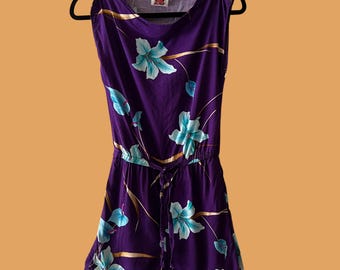 Combi-short hawaïen vintage des années 90 avec imprimé floral Hibiscus