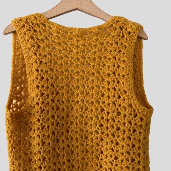 Vintage Kids Marigold Yellow Crochet Open Cardiga… - image 5