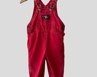 Vintage Oshkosh B'Gosh Red Carpenter Overalls 12 Months