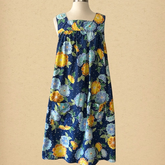 Vintage Women's Floral House Dress with Pockets S… - image 1