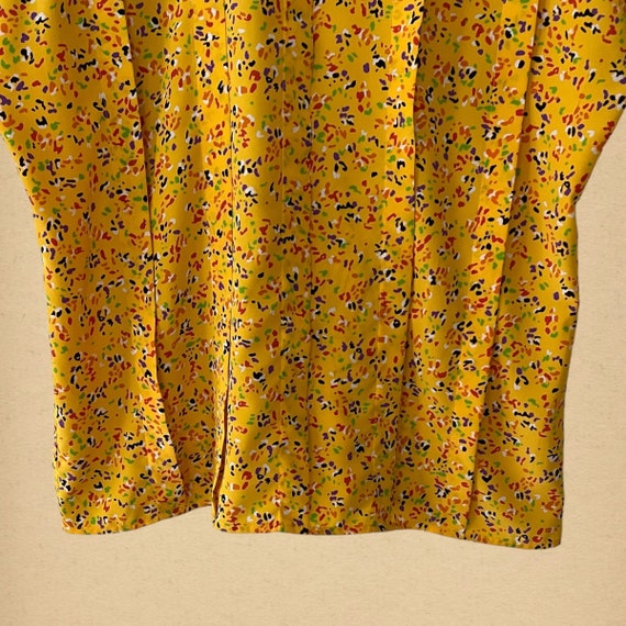 Vintage 80s Anne Klein Yellow Patterned Blouse,  … - image 3