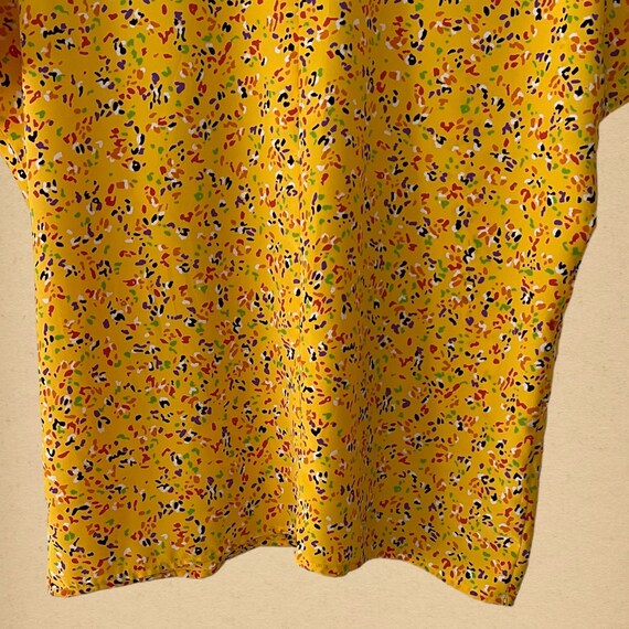 Vintage 80s Anne Klein Yellow Patterned Blouse,  … - image 6