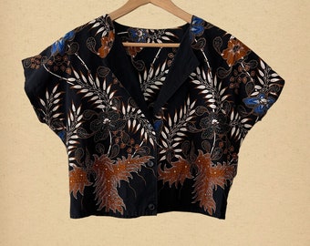 Vintage 90er Jahre Batik-Bluse für Damen