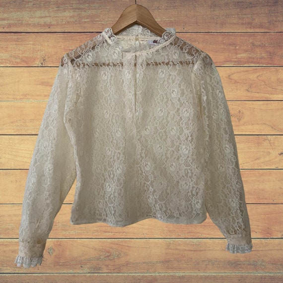 Vintage Ivory White Lace Victorian Blouse/ Vintag… - image 1