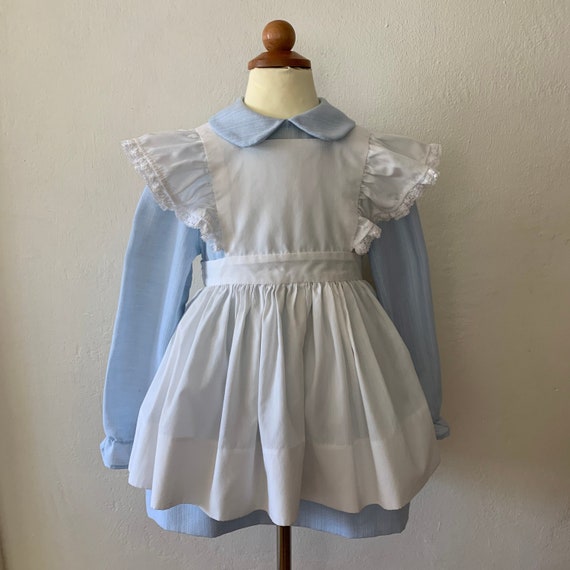 Vintage Girls Pinafore Dress Set, Vtg Girls Pinafo