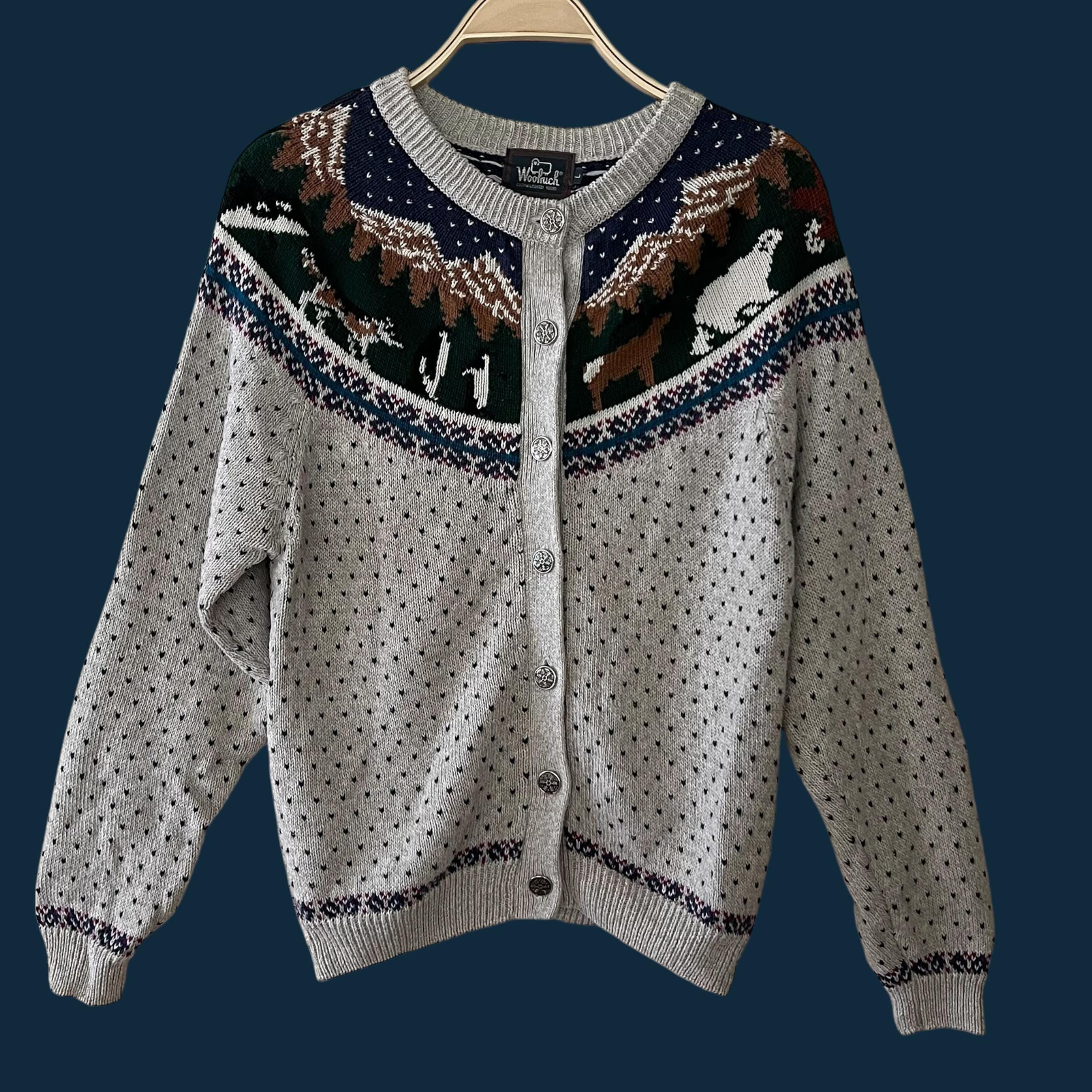 90sビンテージWOOLRICHケーブルニットカウチンセーターXL