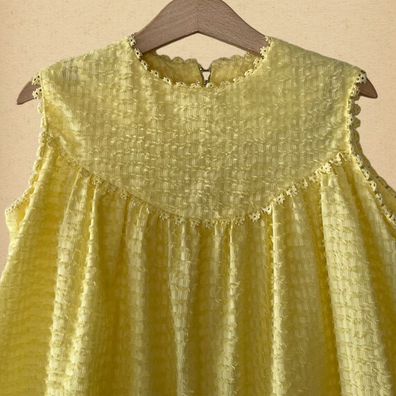 Vintage 60s Girls Mod Yellow Chenille Shift Dress… - image 2