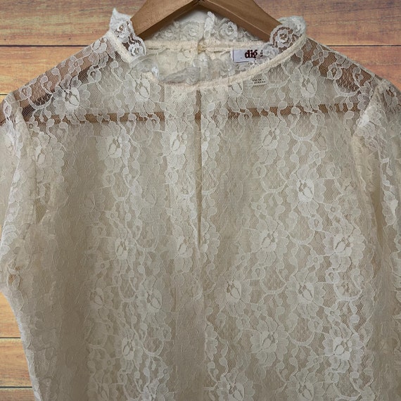Vintage Ivory White Lace Victorian Blouse/ Vintag… - image 5