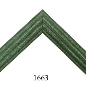 May include: A green picture frame with a ribbed design. The frame is labeled with the number 1663.