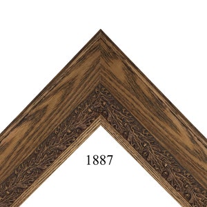Custom Picture Frame (1887) | 1 3/4W 7/8H 9/16R&quot; Traditional Oak Wood with Ornate Trim