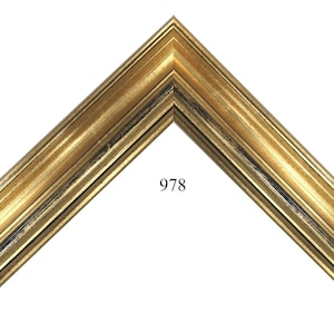 Custom Picture Frame | 1 1/2&quot;W 3/4&quot;H 1/2&quot;R Weathered Gold Distressed Antique Gold | Great for Art, Photos (978)