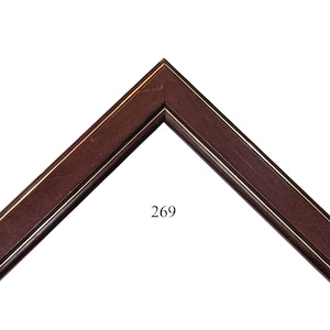 Custom Picture Frame | 1 1/8W 3/4H 3/8R&quot; Chestnut Wood with Thin Gold Accents | Custom Size Frames Great for Photos, Art (269)
