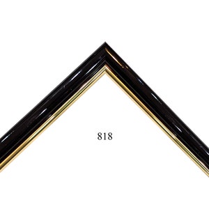 Custom Picture Frame | 1/2&quot; Glossy Dark Black Cherry Lacquer Rounded Gold Trim | Custom Size High-End Frames Great for Photos, Diplomas 818