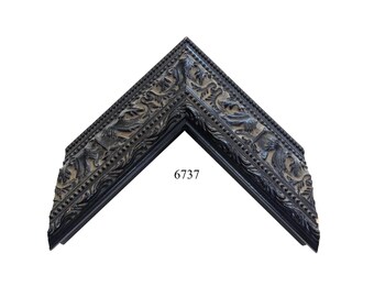 Custom Picture Frame | 2 3/4W Ornate Dusted Black Deep Rabbet | Handmade Custom Size Frames Great for Art, Canvas, Memorabilia (6737)