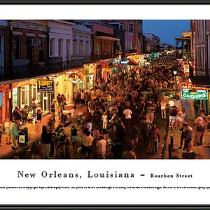 Bourbon Street - New Orleans, Louisiana |  Custom Framed Photo | Panoramic Picture Wall Art NORB