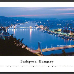 Budapest, Hungary City Skyline At Twilight Panorama | Framed Photo City Skyline Panoramic Picture Wall Art BUD1