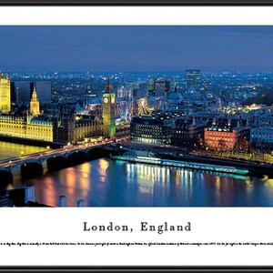 London, England, London Eye At Twilight | Framed City Skyline Panorama LON1B
