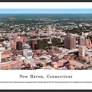 New Haven, Connecticut City Skyline Panorama | Custom Framed Photo Panoramic Picture Wall Art NH1