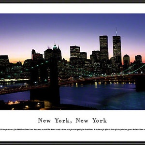 NYC Lower Manhattan at Twilight New York City Skyline Panorama | Custom Framed Photo Panoramic Picture Wall Art NY3