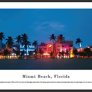 Miami Beach, Florida City Skyline Panorama | Custom Framed Photo Panoramic Picture Wall Art for Home Office Business Gift MIAB
