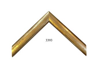 May include: A gold-toned picture frame corner sample featuring a metallic finish with subtle distressed textures. The two joined segments form a sharp mitered angle. The number 3393 is printed in black text in the center of the open space.