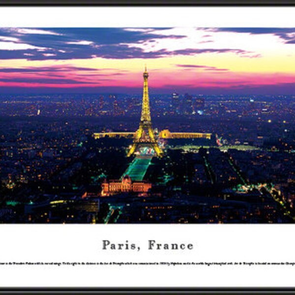 Paris, France City at Twilight | Framed Panorama Skyline Panoramic Picture PAR1