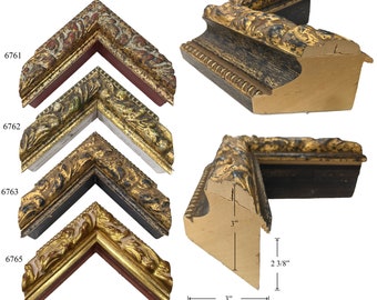 Custom Picture Frame (6761 6762 6763 6765) | 3" Large Gold  Floral Ornate with Beaded Edge | Great for Artwork