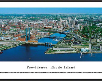 Providence, Rhode Island, City Skyline Panorama | Custom Framed Photo Panoramic Skyline Picture PROV1