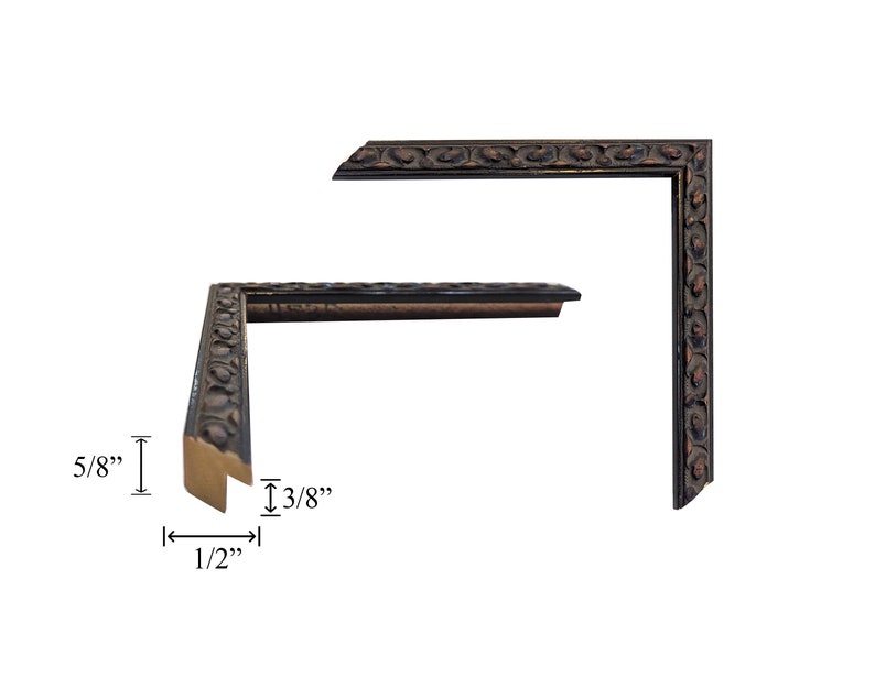 Custom Picture Frame | 1/2W Ornate Antique Black | Custom Size Framing ...