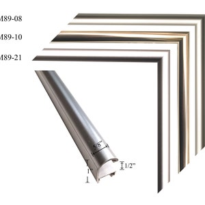 Custom Cut Picture Frame - Sectional Metal  5/8&quot; W x 1&quot; H x 1/2&quot; Rabbet, Rounded Metal Frame- Profile M89 Designer Series 5