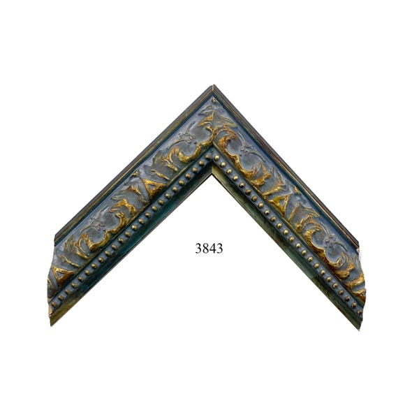 Marco de fotos personalizado (3840) / 4,4 cm (1 3/4") Azul con detalles dorados / Ideal para arte y fotos