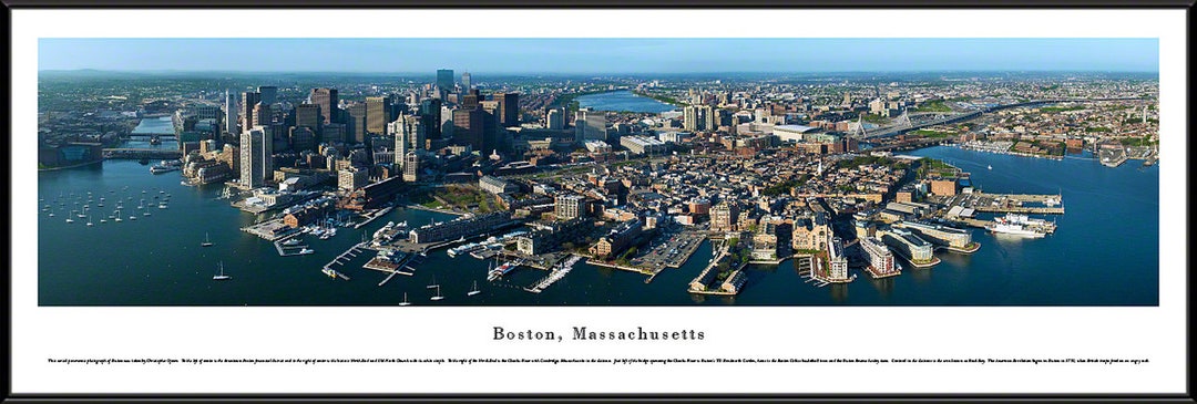 Boston, Massachusetts Custom Framed City Scape Panorama| Panoramic ...