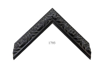 Custom Picture Frame | 1 3/8W 1 1/8H 3/4R Black Dusted Ornate Carved Wood | Custom Size Frames Great for Art, Photos 1793
