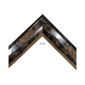 Custom Picture Frame | 2 3/4&quot; Decorative Black Wash with Gold with Beaded Trim | Great for Artwork 8396