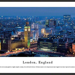 London, England At Twilight Featuring Big Ben| Framed City Skyline Panorama LON1A