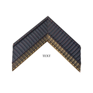 May include: A black picture frame with a gold and red patterned border. The frame has a beveled edge and a slightly raised lip. The text "TEXT" is printed in the center of the frame.