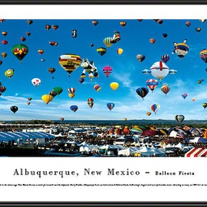 Albuquerque International Balloon Fiesta in New Mexico | Hot Air Ballons Skyline Panoramic Picture Custom Framed Panorama ALBB