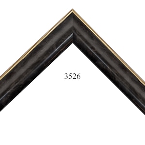 Custom Size Picture Frame | 1 3/8&quot; W Charcoal Black with Burl Veneer Gold Trim 5/8&quot; Rabbet | Great for Artwork Photos | Custom Framing 3526