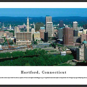 Hartford, Connecticut, City Skyline Panorama | Custom Framed Panoramic Picture Wall Art for Home, Office, Business HART1B