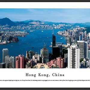 Hong Kong, China Framed Picture | Panoramic City Skyline Photo HK2