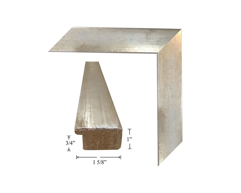 Custom Picture Frame 1 5/8 Decorative Silver Flat Profile Custom Size